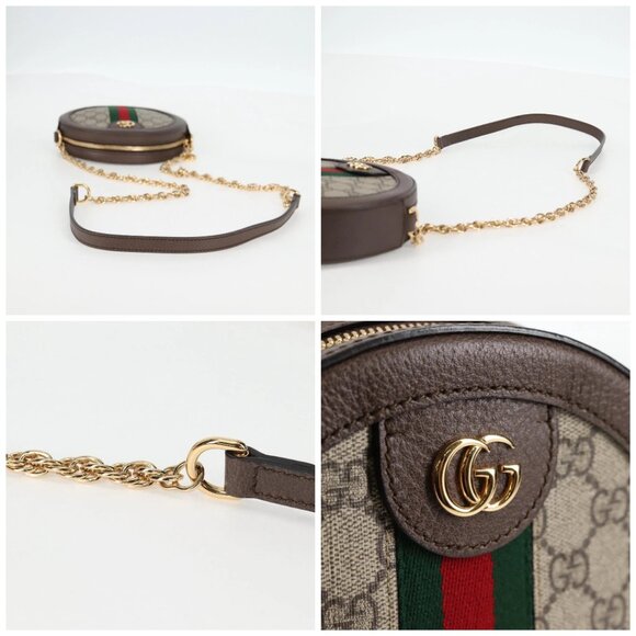 GUCCI GG Supreme Ophidia Chain Web Sherry Line Bag PVC Beige 550618 Auth 138002A - Picture 16 of 16